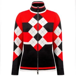 Veste En Maille Poivre Blanc 3502 Multico Scarlet Red Femme