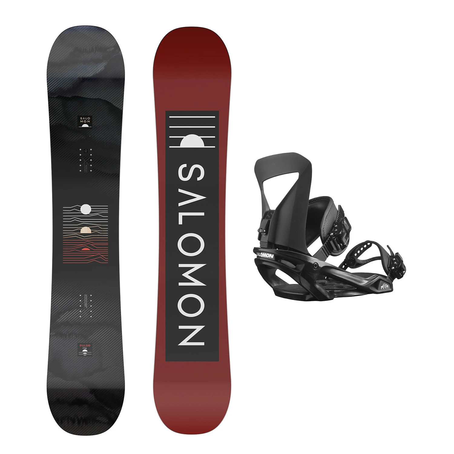 Pack Snowboard Salomon Pulse + Fixations Rhythm Noir Homme 1 Pack Snowboard Salomon Pulse + Fixations Rhythm Noir Homme